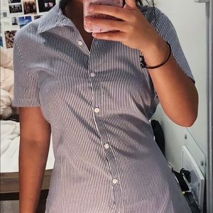 Blue/ white striped tie dress